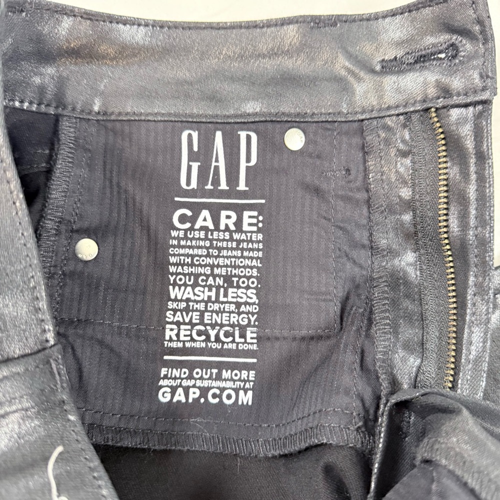 GAP Vintage Slim Sky High Black Foil Coated Jeans 25/0 Regular - Picture 6 of 8